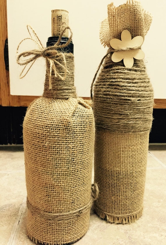 burlap wine bottle