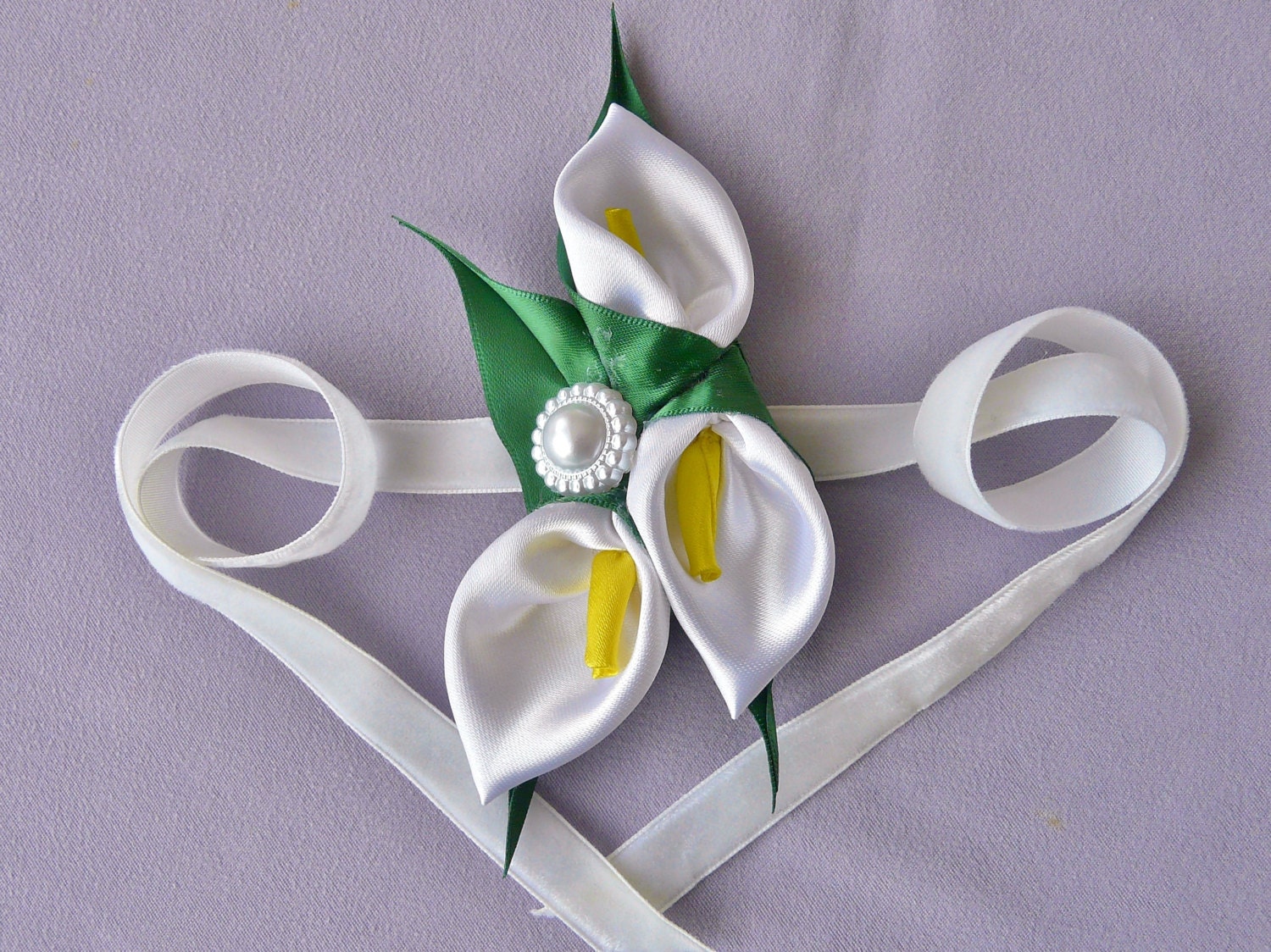 Calla Lily wrist corsage Bridal flowers by VerantinasBoutique