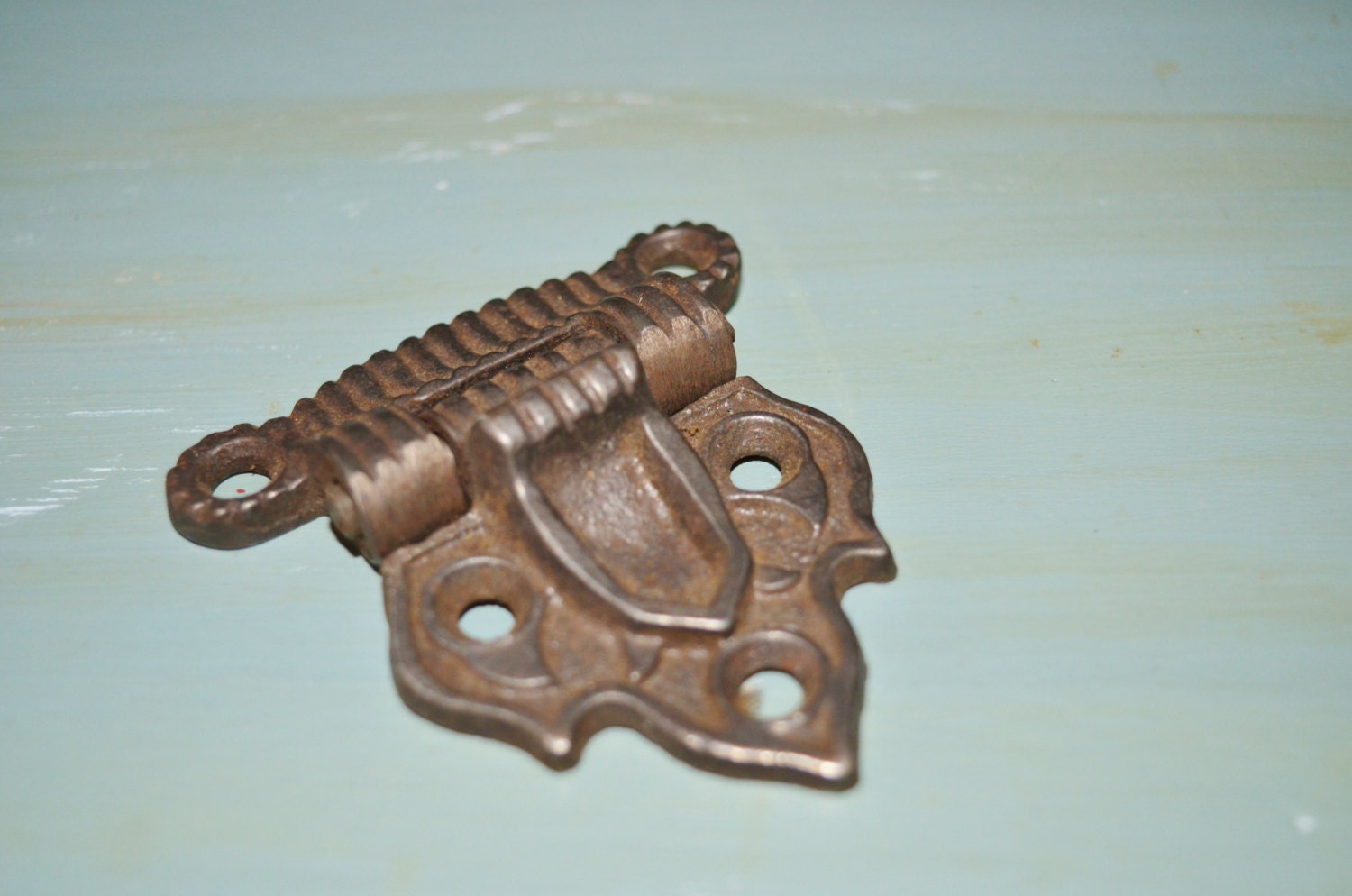 Heavy Antique Ice Box Hinge Ornate Bronze Hinge Cast Metal