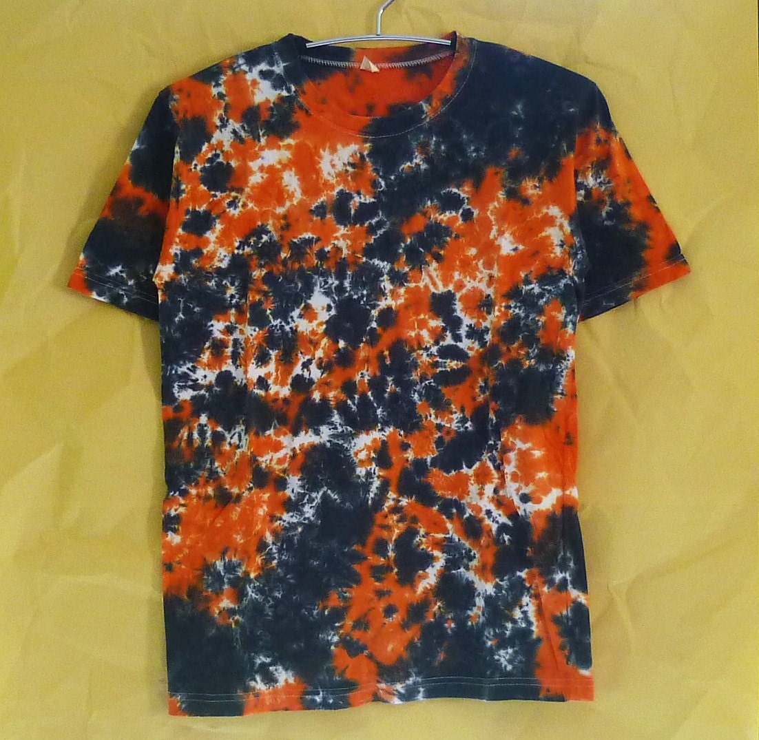 Abstract shirt Tie dye shirt orange black off white short