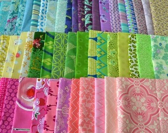 DESTASH 12 cotton quilt fabric fat quarter cool OR warm colors