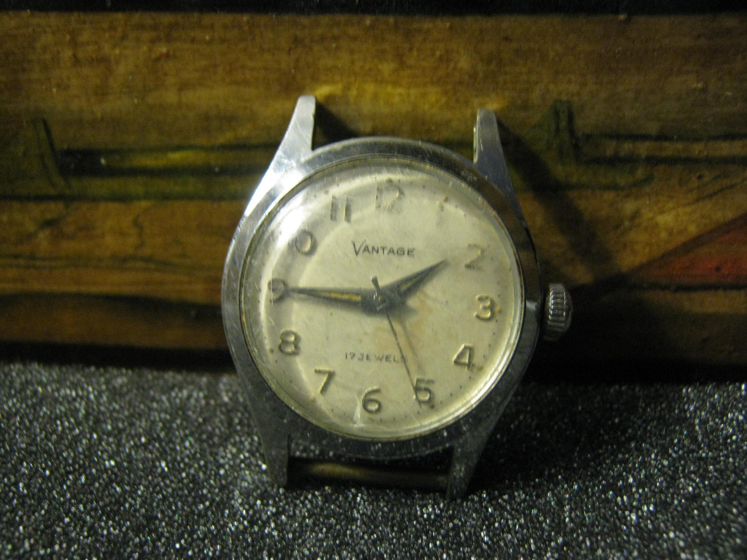 Vintage Vantage Watch Windup Running Silver Tone Metal