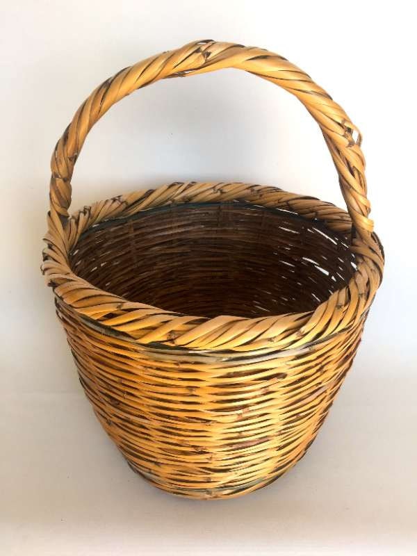 Vintage Round Wicker Apple Picking Basket Haute Juice