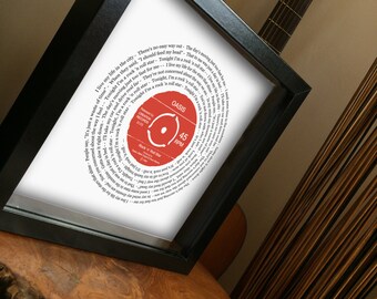 Any favourite song lyrics Vinyl Record look framed print PERSONALISED LABEL - wedding first dance your song anniversary romantic valentine's