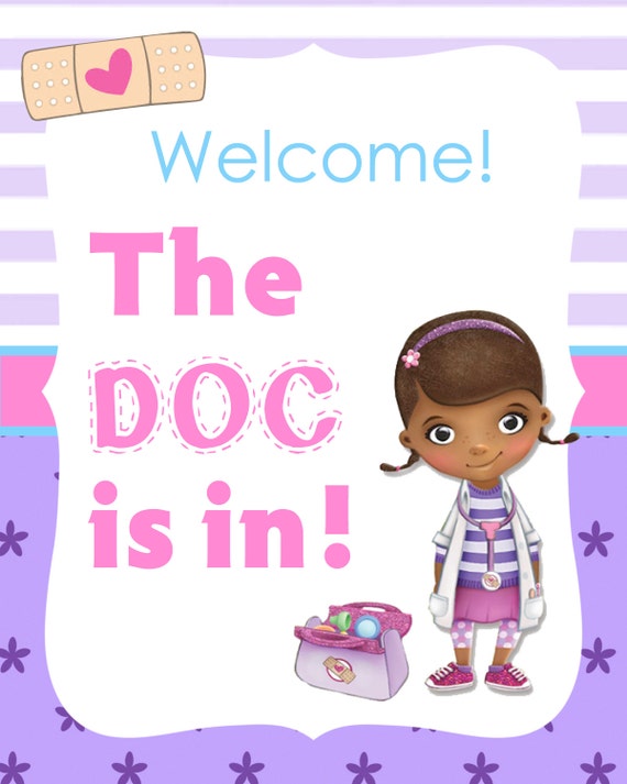 Items similar to Doc McStuffins Birthday - The Doc Is In sign on Etsy