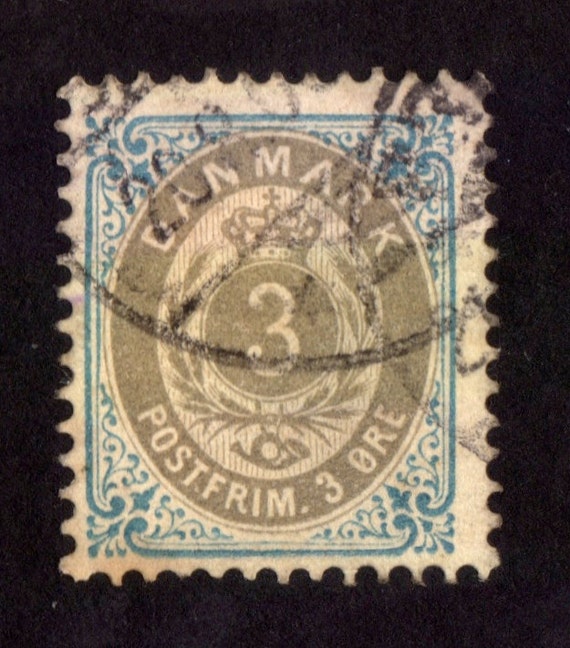 1875 Denmark 3 ore Royal Emblem Used Stamp Rare