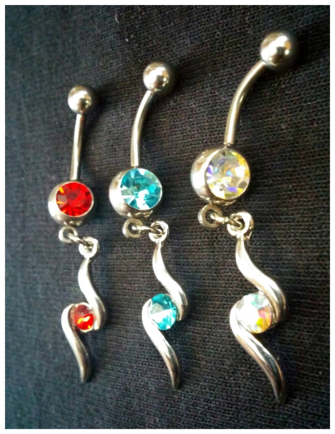 14g Fancy Dangling Spiral Belly Button Rings CHOOSE by FamousNavel