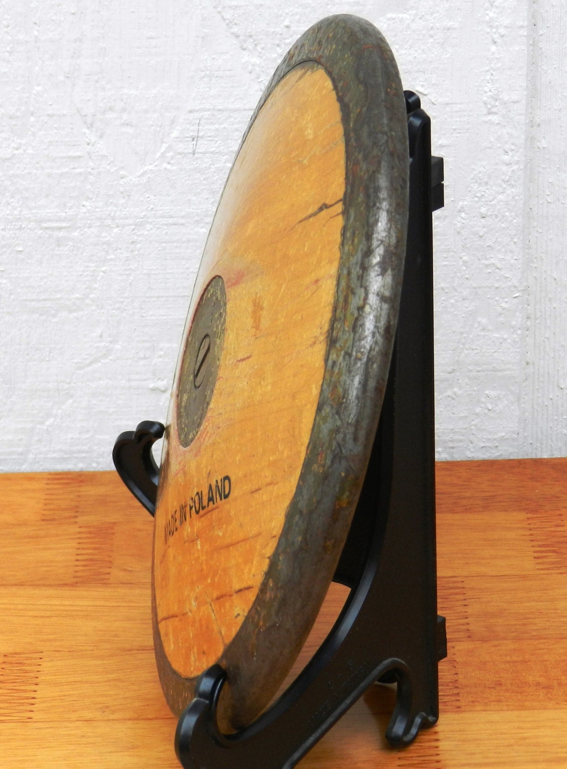 Vintage Wood and Metal Discus Made In Poland by NWAttic