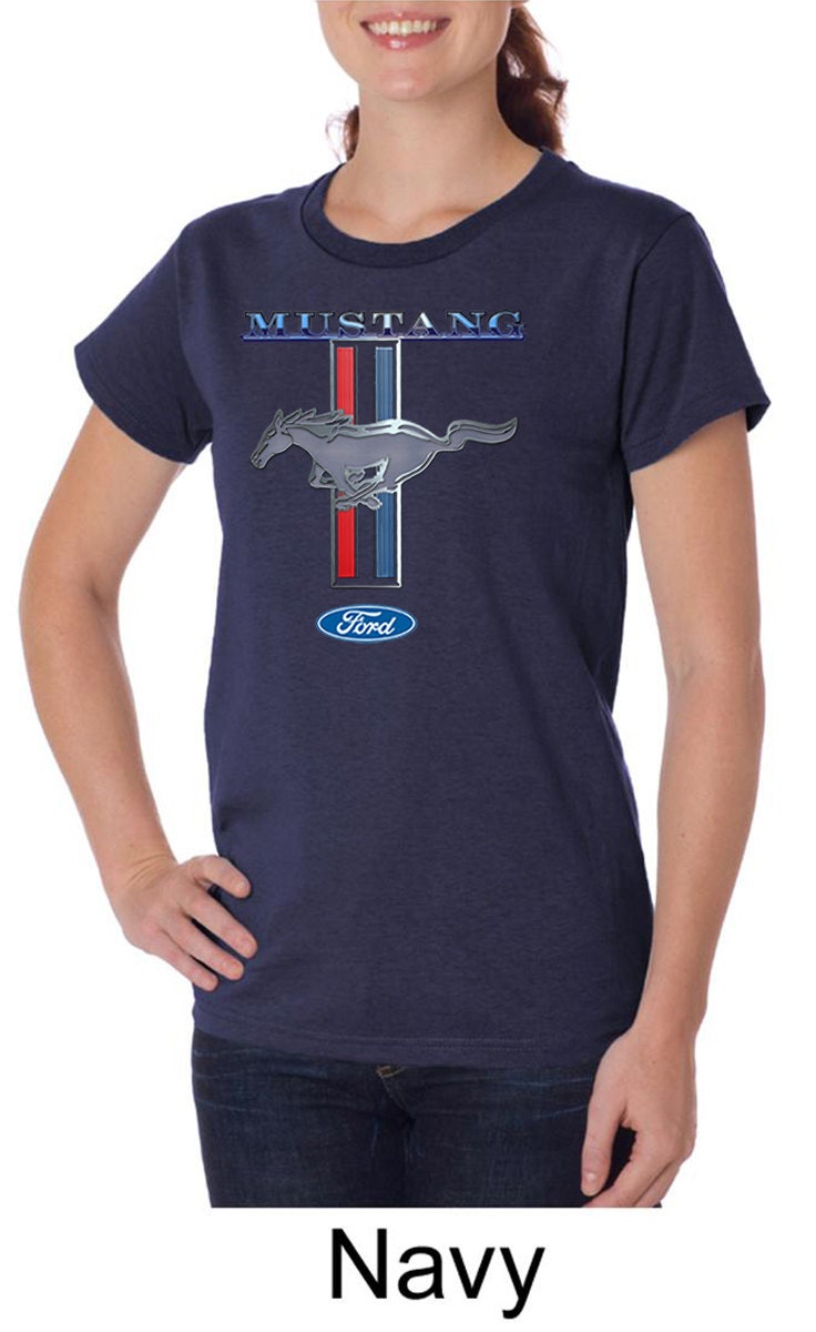 Ladies Ford Mustang Shirt Mustang Stripe Organic Tee T-Shirt