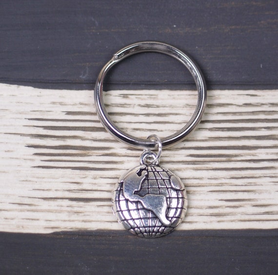 globe keychain antique silver world globe charm Earth Day