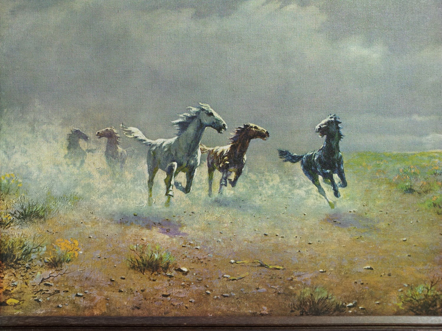 Vintage Reproduction On Canvas August Albo Painting Free As