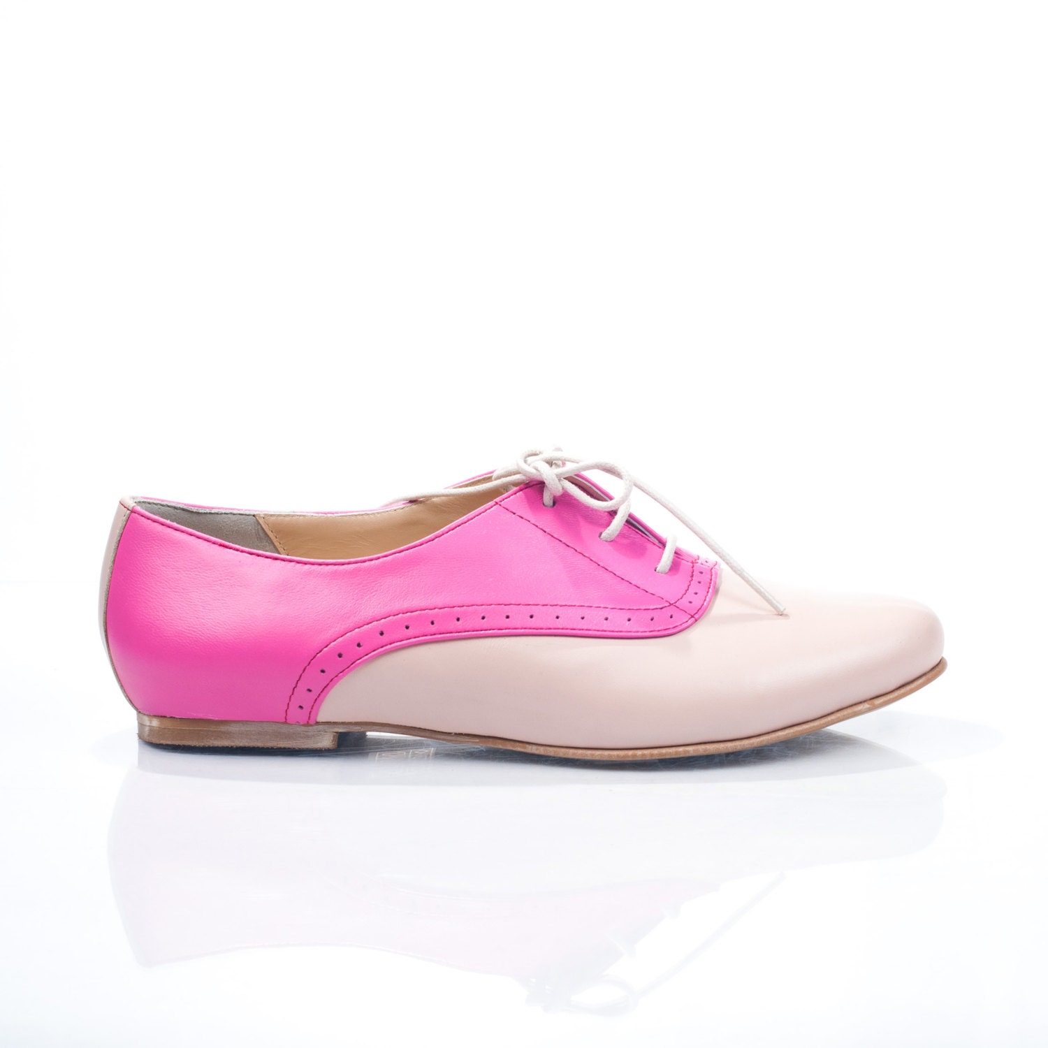 Mika Pink Leather Oxford Shoes