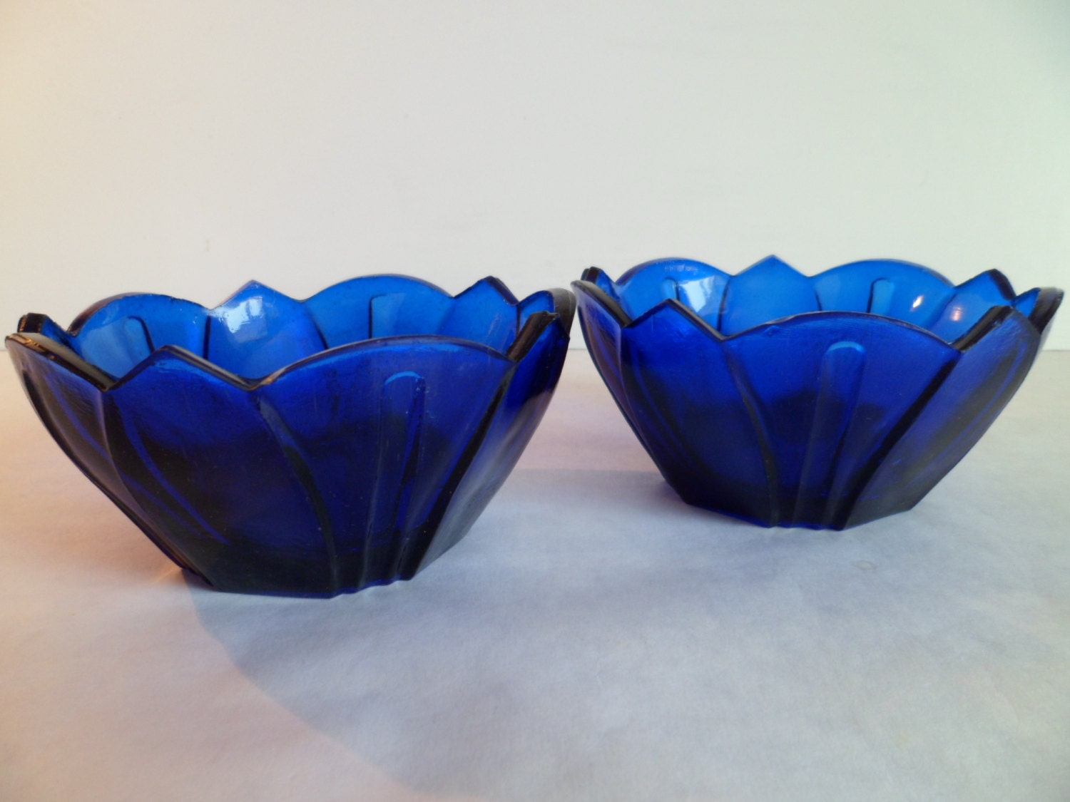 Set of 2 Vintage Cobalt Blue Jam Bowls / Condiment Dishes / Fruit Bowls