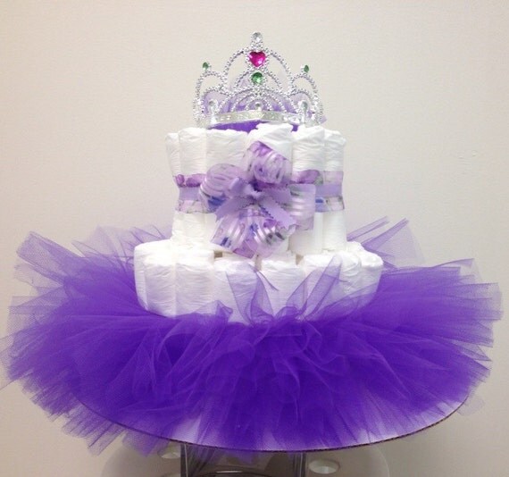 BABY DIAPERS CAKE purple tutu princess by MOMMYMEFASHIONMARKET