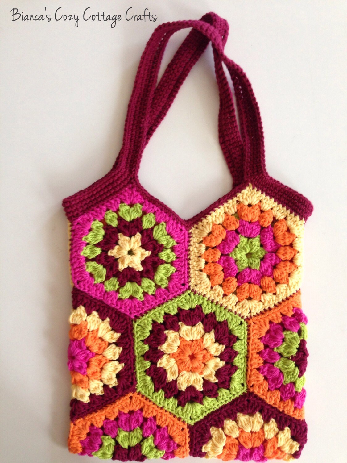 Crochet tote bag hexagon crochet bag shopping bag market