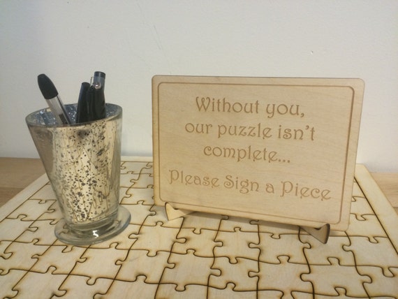 Please Sign Puzzle Guest Book laser engraved by WeddingWhims