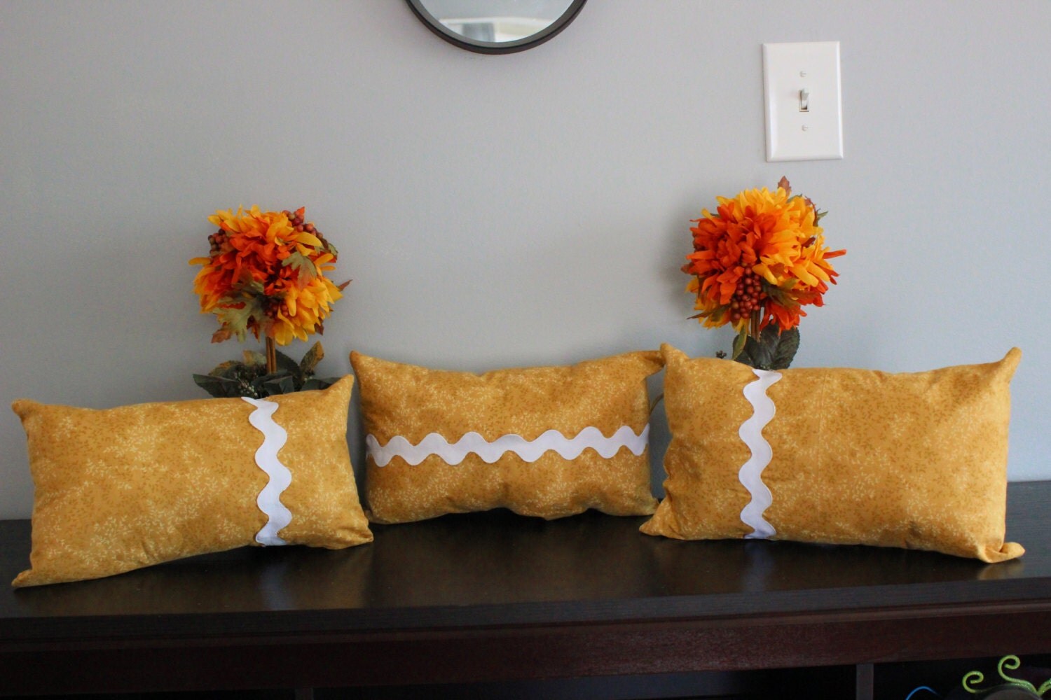 Handmade Brown Oblong Pillows Set of 3 by KayliesDecorCorner