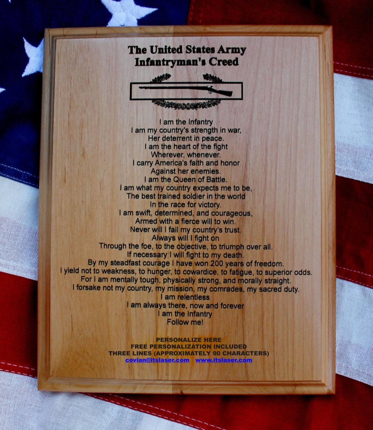 Personalized US Army Infantryman's Creed Plaque Expert