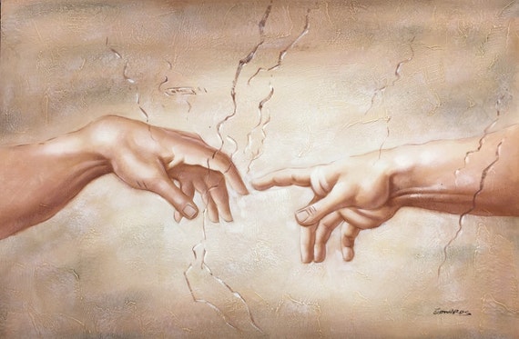 Items Similar To The Creation Hands God Touching Adam 24 X 36 Hand   Il 570xN.759051331 E710 