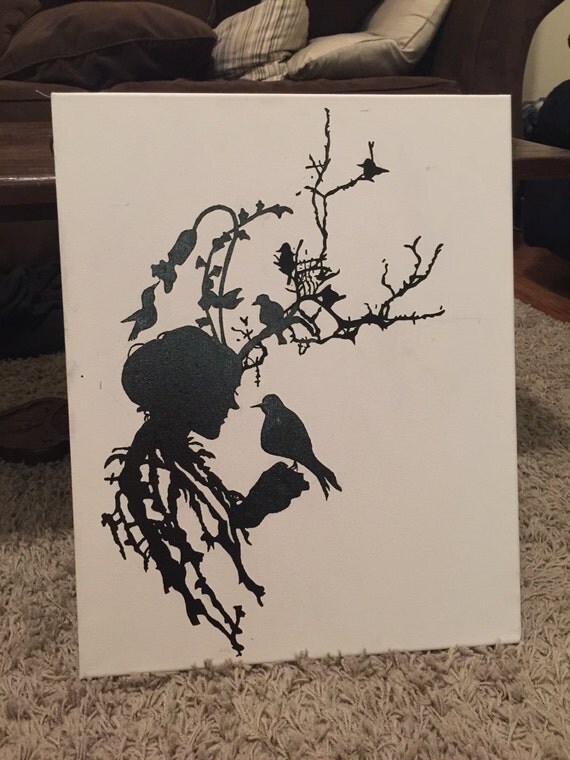 Woman Silhouette Painting by HannahDixieArt on Etsy