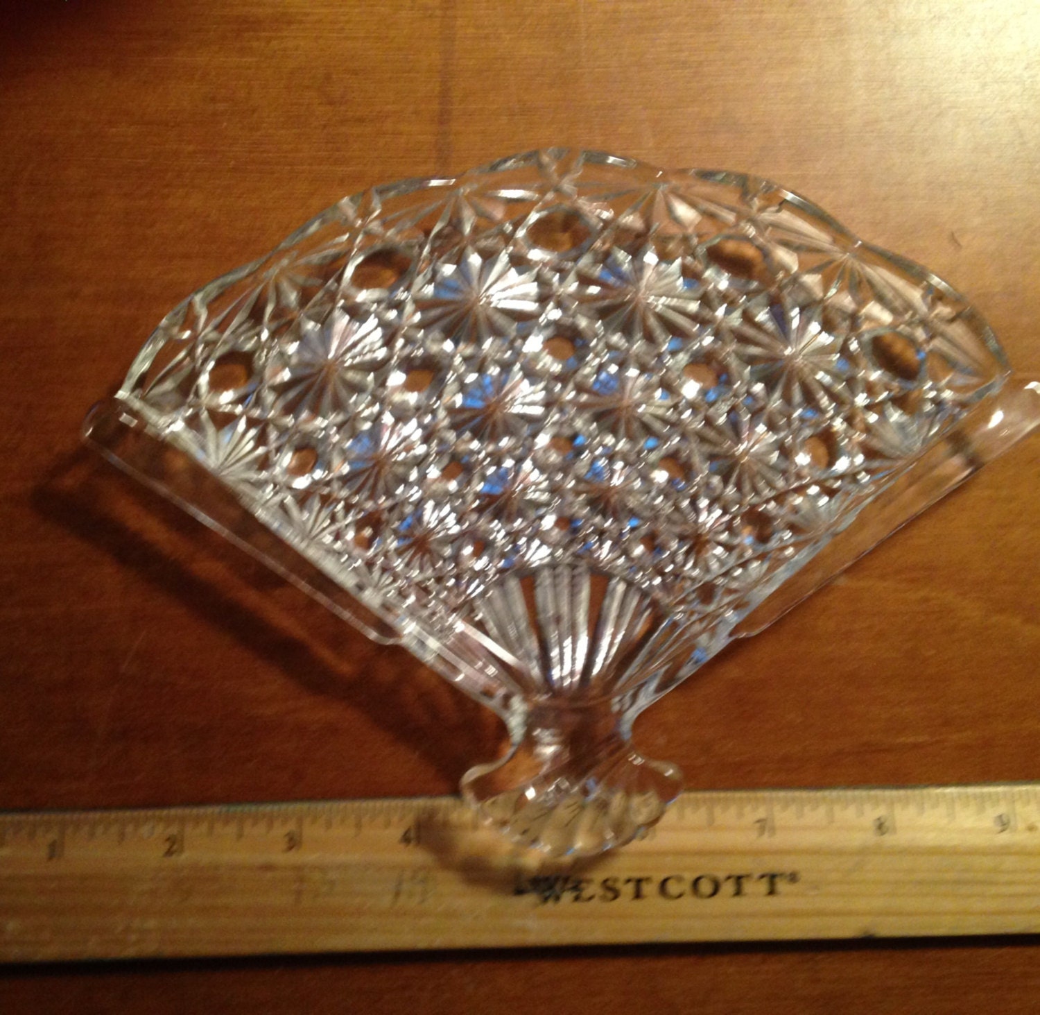 Vintage Glass Fan Shaped Relish Serving Dish Tray Haute Juice
