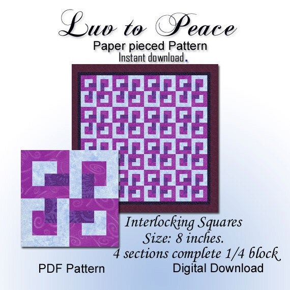 Interlocking Squares Quilt Pattern Quilt Block by LuvtoPeace