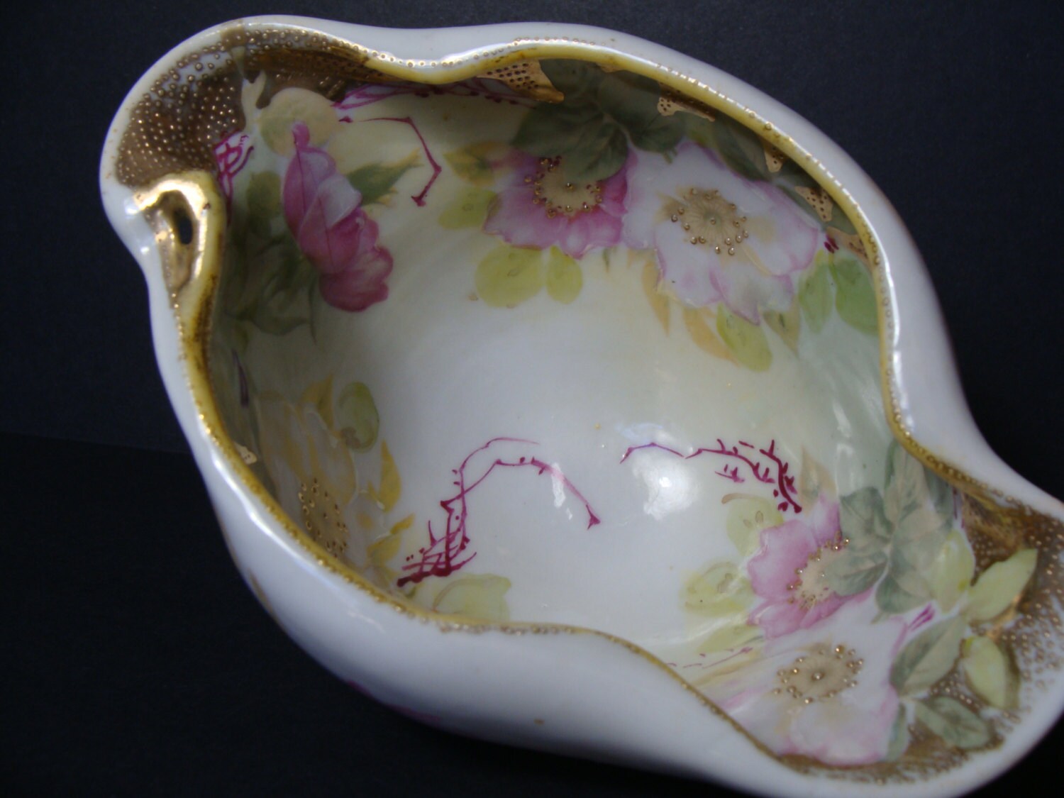 Beautifully Decorated Footed Candy Dish Bowl Hand Painted Japan Gold