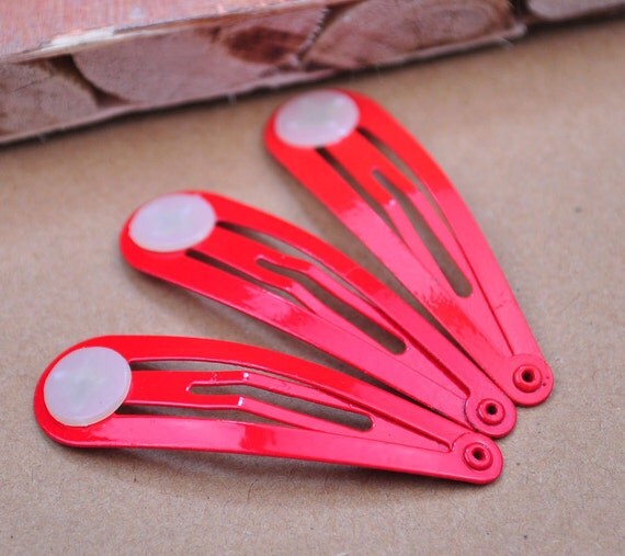 50pc hair snap clips Red hair clip blanksBaby clip Snap
