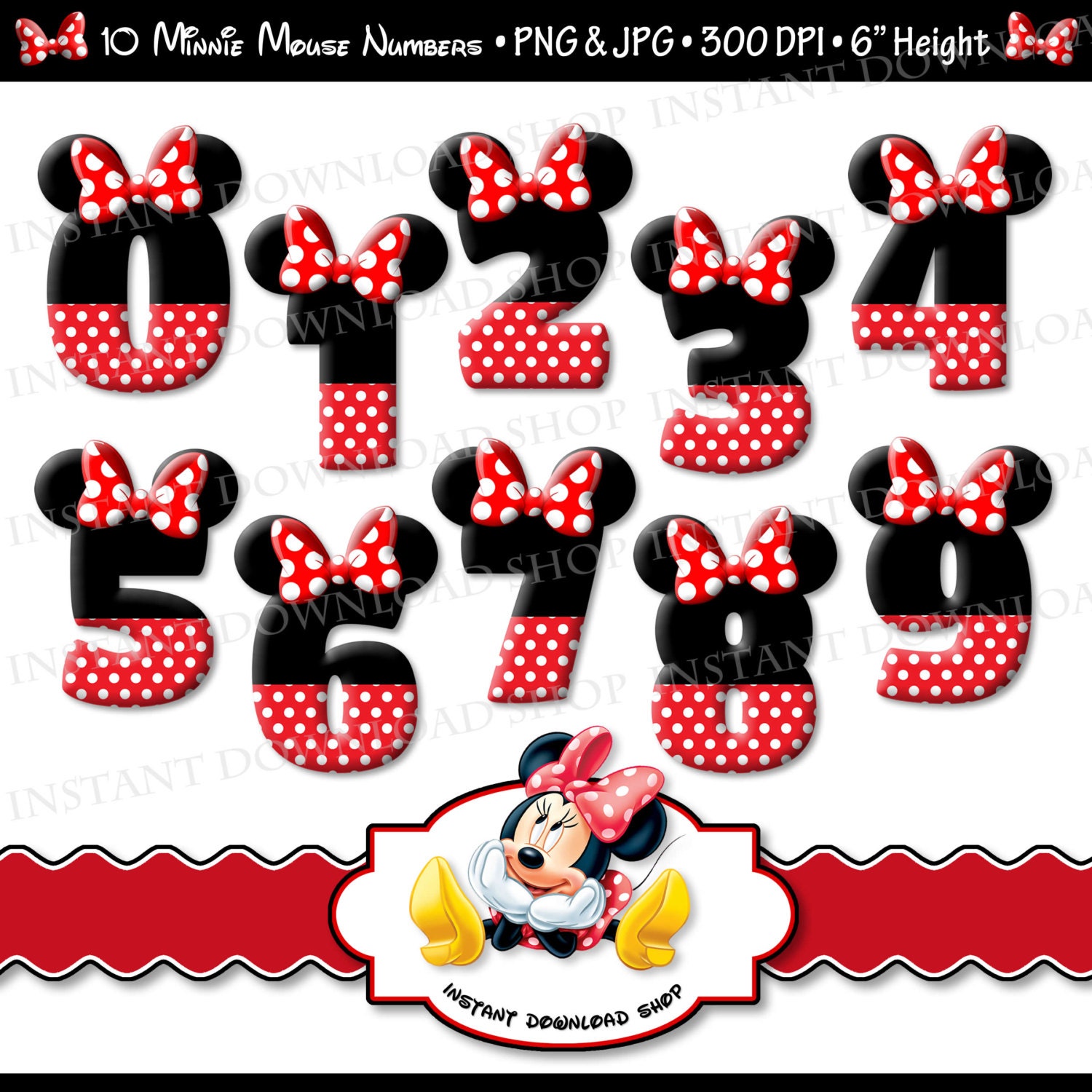 instant download minnie mouse numbers minnie mouse digital