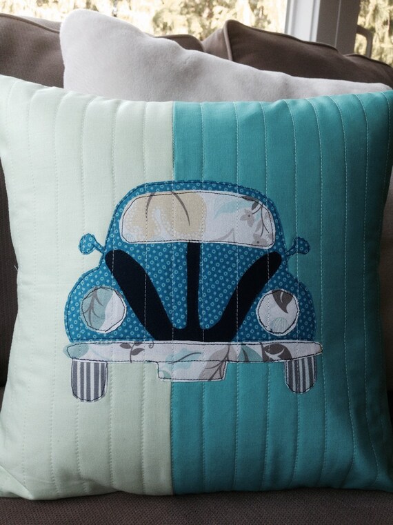 VW Beetle Pillow by RainCitySews on Etsy