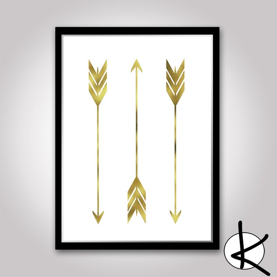 Three Gold Arrows Wall Art Digital Prints Arrow Wall by Kultured
