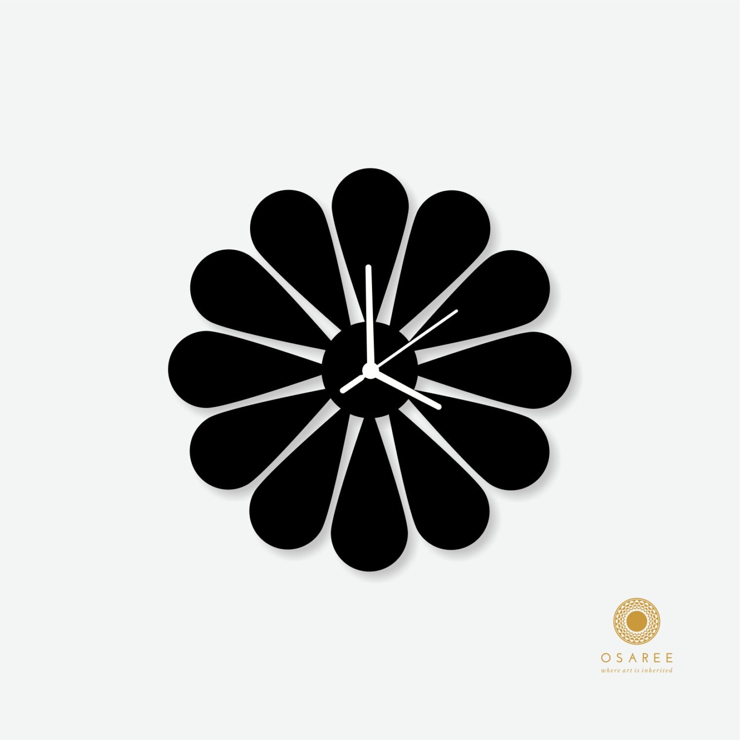 Flower silhouette nursery wall clock for kids room decor by Osaree