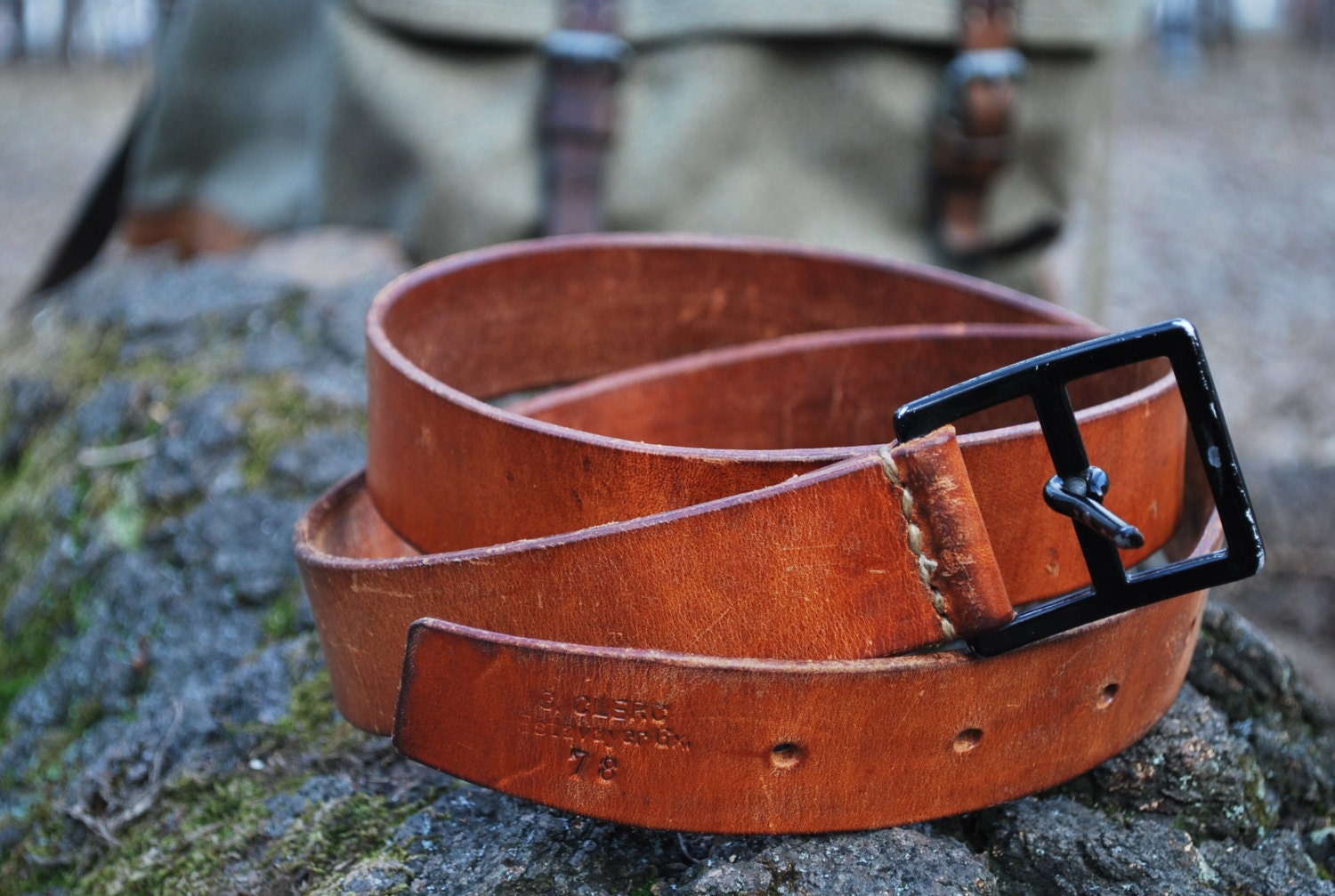 Swiss army leather belt dated 1978 Vintage belt Military leather belt