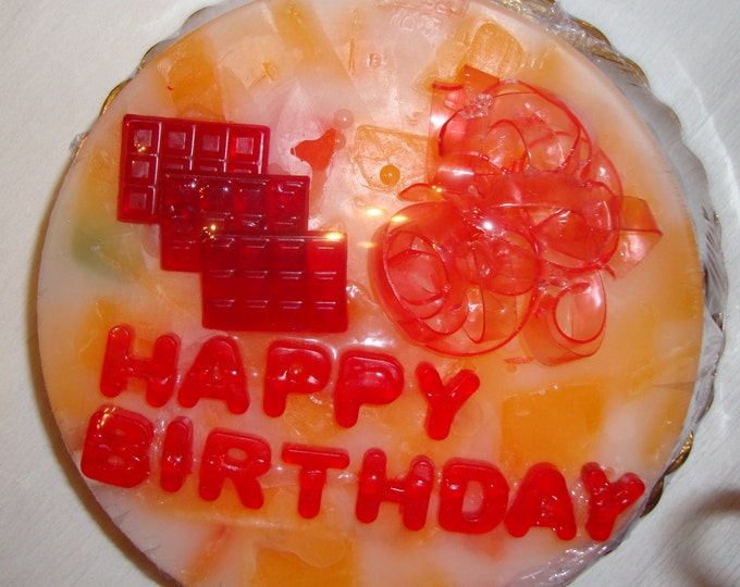 Happy Birthday Soap Cake - Personalized Custom Designed Scented Aromatic Glycerin Soap Cake - Table Centerpiece - Unique Gift - Luxury Gift