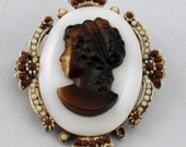 Brown and White Cameo Pin Brown and White Cameo Pin