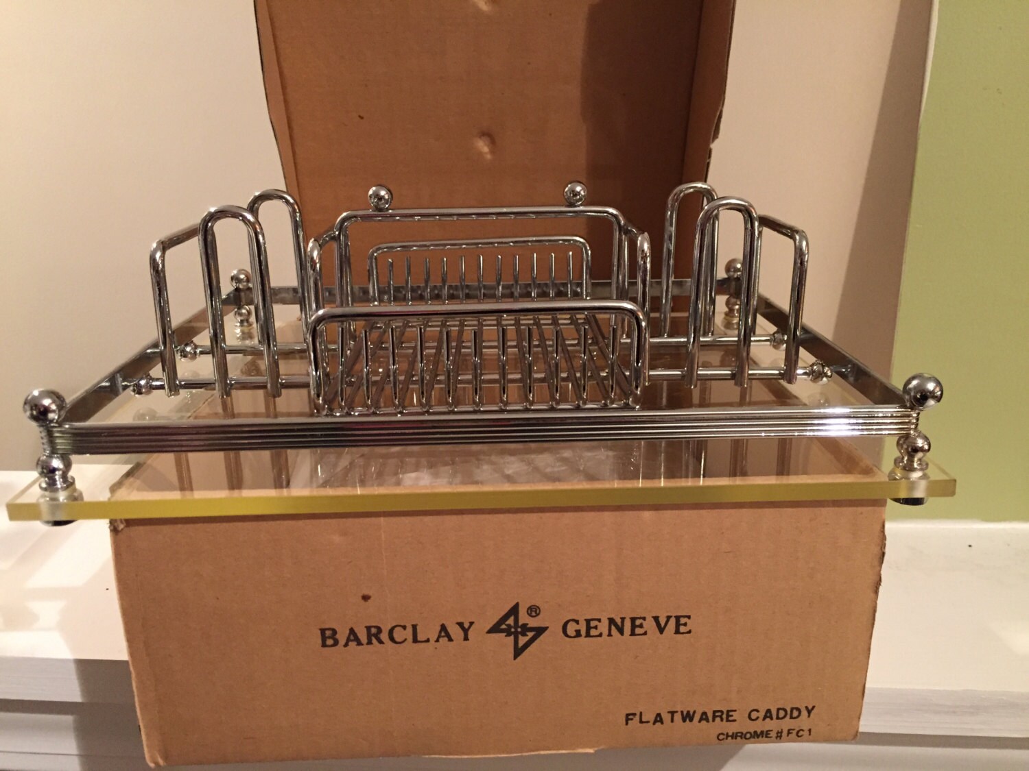 Barclay Geneve Lucite & Chrome Flatware Caddy in by VintageVixens1
