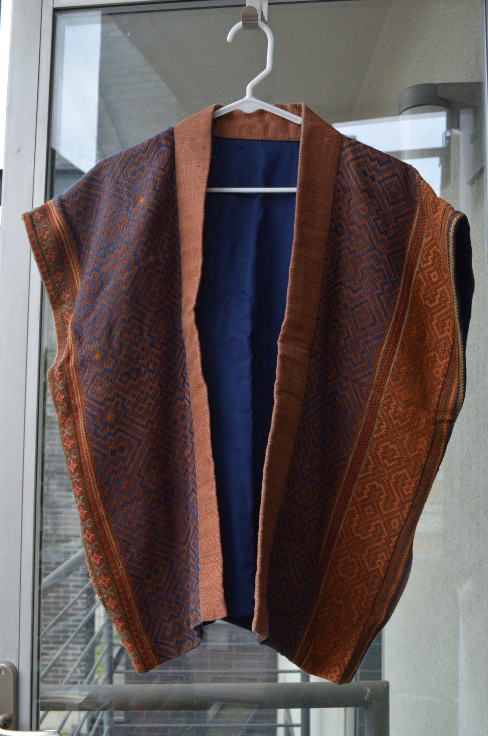 Vintage Woven Fabric Vest size L by AresRareArchives on Etsy