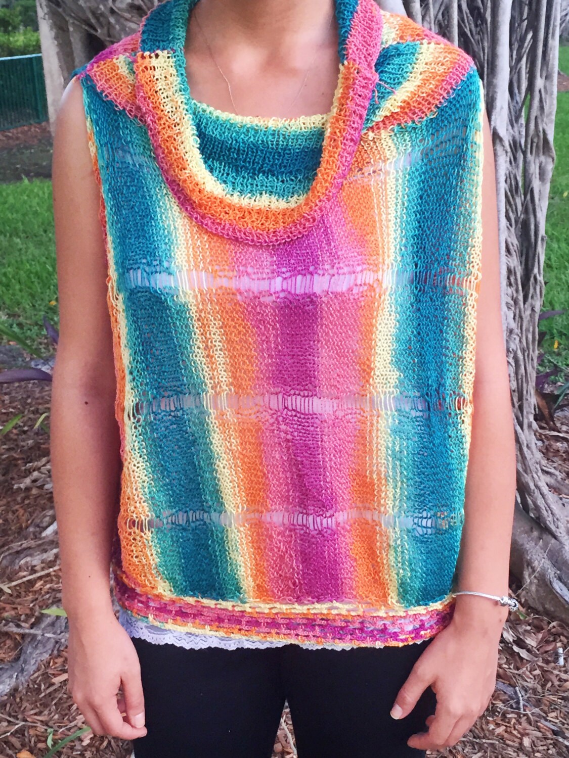 Crochet Rainbow Sleeveless Sweater