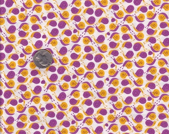 Heather Ross Far Far Away Purple Snails cotton quilt fabric - half yard