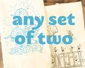 Tea towel set of 2 - make your own set of funny foods - funny dish towel set - food theme tea towel - food dish towel - funny dish towel