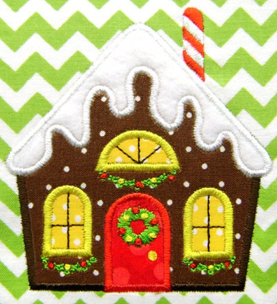 Gingerbread House Applique Christmas Applique Cottage