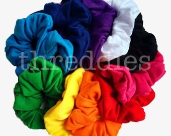 10 cotton scrunchies // rainbow colors, black, or black and white