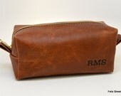 Personalized Whiskey Leather Dopp Kit with Initials and Optional Custom Lining for Him