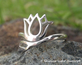 Lotus Flower Ring - Sterling Silver