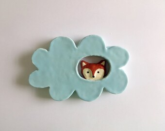 Fox in a Cloud, Ceramic Wall Hanging