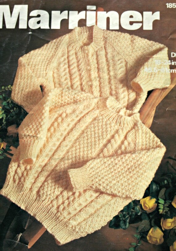 Baby Sweater Knitting Patterns Aran Marriner 1859 DK Weight