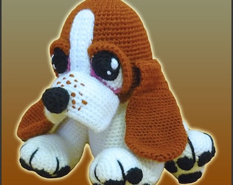 Amigurumi Pattern Crochet Boris Basset Hound Puppy Dog DIY Digital Download