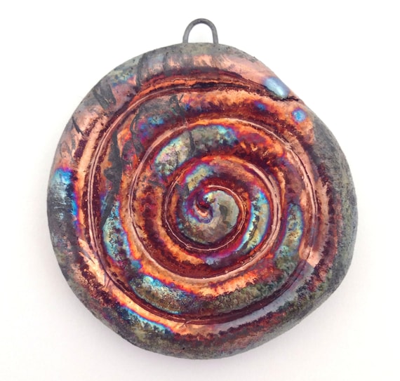 Raku Ceramic Pendant Raku Jewelry Supply Handmade             by MAKUstudio