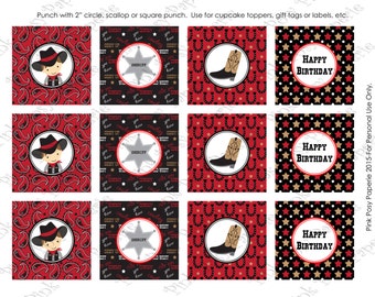 Printable Cowboy Birthday Cupcake Toppers - Instant Download