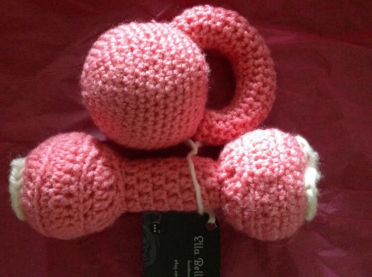 Fitness baby rattle kettlebell and dumbell set pink by ellabelli